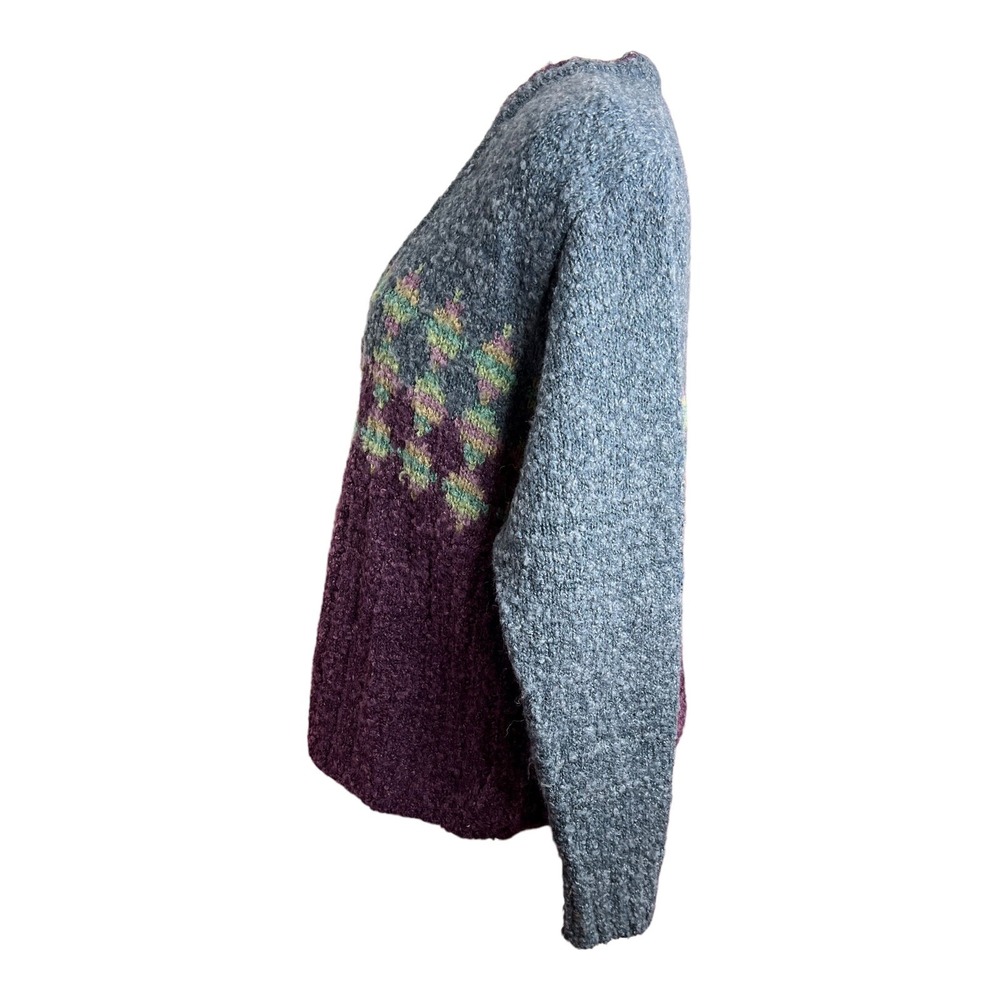Northern Isles Wool Blend V Neck Purple Blue Soft  Cottagecore Womens M Cardigan - Picture 9 of 11